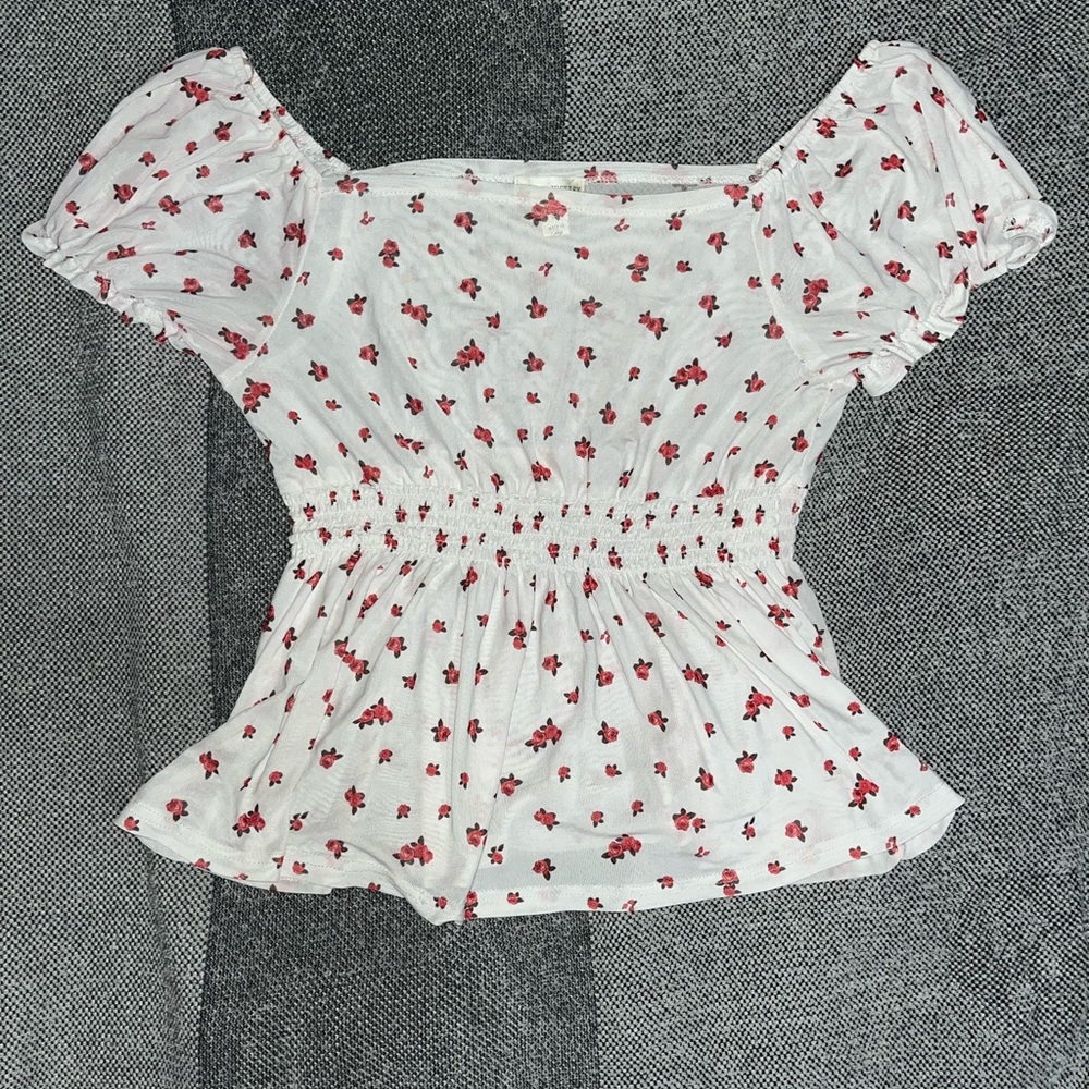 J For JUSTIFY: White + red floral babydoll with elastic waist band